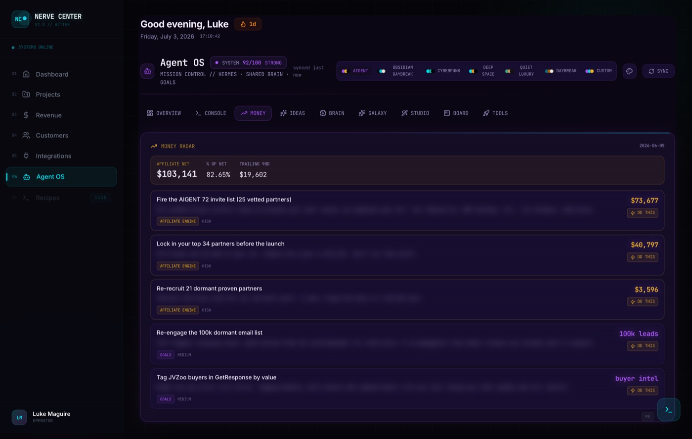 Agent OS Money Radar tab